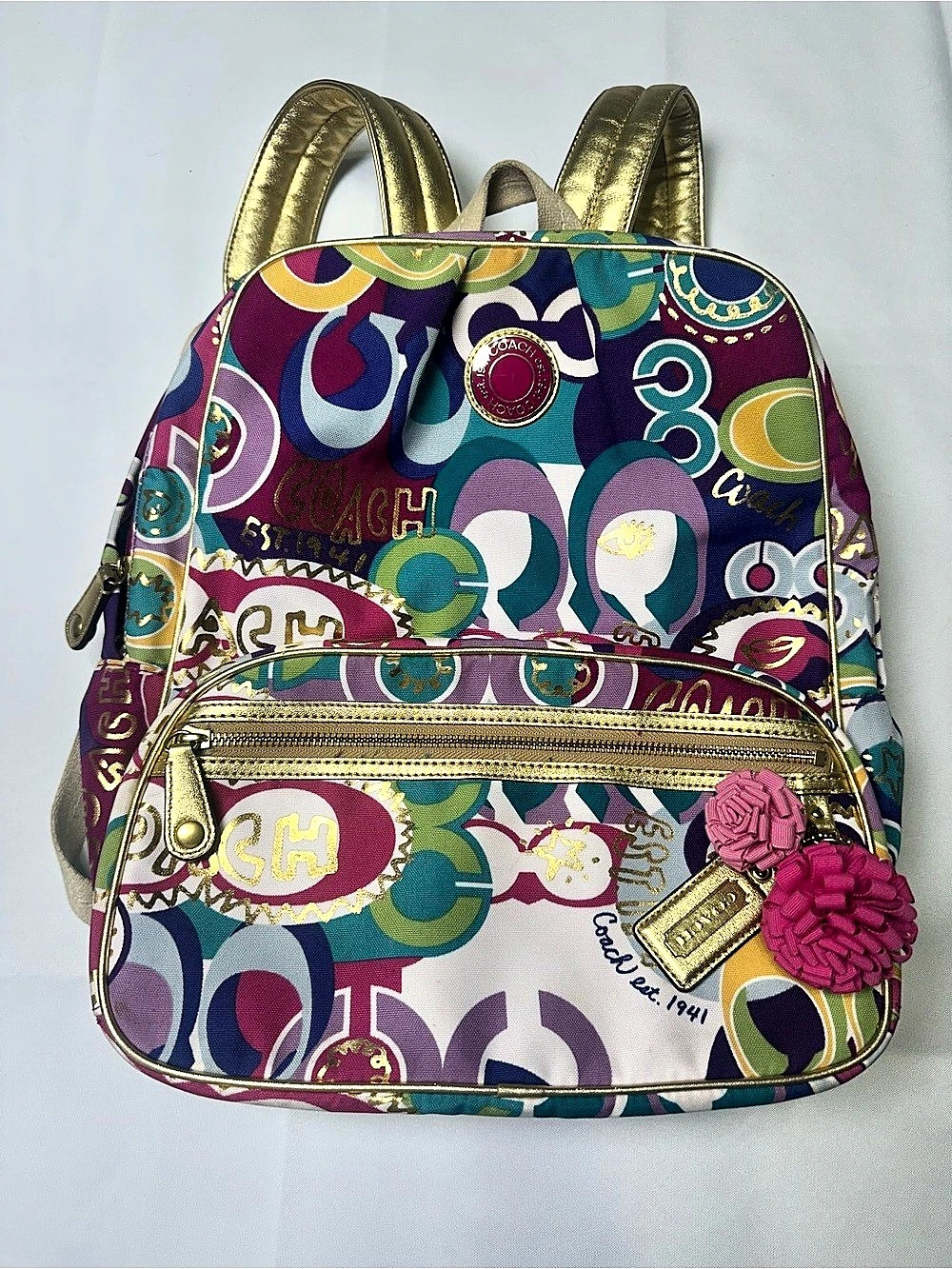 Coach Poppy Pop C Graffiti Backpack Multicolor Canvas Backpack